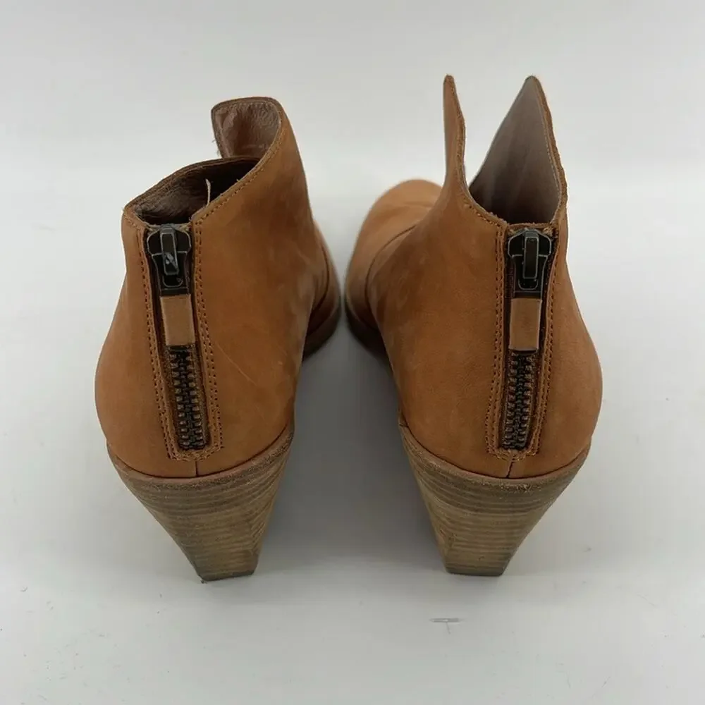 Eileen Fisher Nelson leather split shaft back zip heeled round toe ankle boots 9